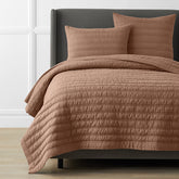 Premium Breathable Washed Linen Solid Quilt - Clay, Twin/Twin XL