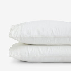 Premium Breathable Washed Linen Solid Pillowcase Set - White, Standard