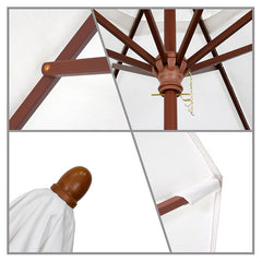 Round Outdoor Patio Umbrella, Wood with Manual Lift - Air Blue, 7.5'