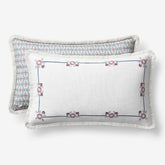Floral Border Reversible Decorative Lumbar Pillow Cover - Ivory Multi, 12 in. x 21 in.