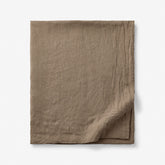 Premium Breathable Washed Linen Solid Flat Bed Sheet - Pine Bark, Twin/Twin XL