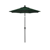 6' Round Outdoor Patio Umbrella, Aluminum with Push Button Tilt - Black Finish, Forest Green