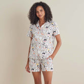 Printed Poplin Women's Shorts Set - Kittie Party, XXL