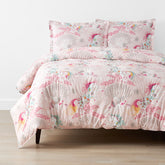 Fancy Unicorns Classic Cool Organic Cotton Percale Comforter Set - Pink, Full/Queen