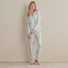 Cotton Modal Women's Button-Down Pajama Set - Spring Garden, XXL