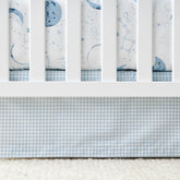 Ditsy Gingham Classic Cool Classic Cool Organic Cotton Percale Tailored Crib Skirt - Blue