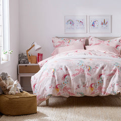 Fancy Unicorns Classic Cool Organic Cotton Percale Sham - Pink Multi, Standard