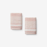 Plush Spa Stripe Washcloths, Set of 2 - Light Rose Quartz