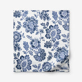 Floral Indigo Garden Classic Cool Cotton Percale Flat Bed Sheet - Blue, Full
