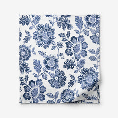 Floral Indigo Garden Classic Cool Cotton Percale Flat Bed Sheet - Blue, Twin/Twin XL
