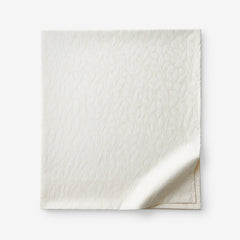 Jacquard Leaf Yarn-Dyed Premium Smooth Supima® Cotton Wrinkle-Free Sateen Flat Bed Sheet - Ivory, Twin/Twin XL