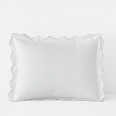 Embroidered Scallop Classic Smooth Sateen Solid Sham - Blush, Standard