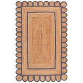 Scallop Border Handwoven Jute Rug - Blue, 3' x 5'