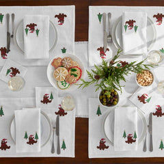 Embroidered Novelty Cocktail Napkins, Set of 4 - Bear