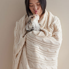 Chunky Cable Knit Throw - Natural