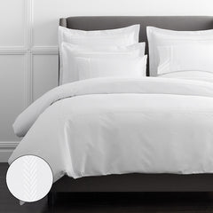 Hewett Luxe Smooth Egyptian Cotton Sateen Duvet Cover - White, Full/Queen