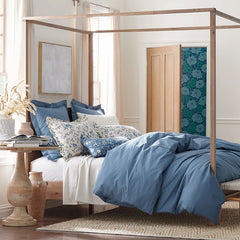 Classic Cool Cotton Percale Bed Duvet Cover - Slate Blue, Full/Queen