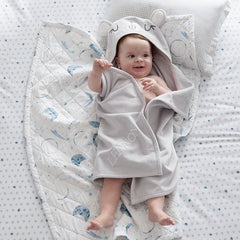 Night Sky Classic Cool Organic Cotton Percale Quilted Reversible Sherpa Stroller Blanket - Blue