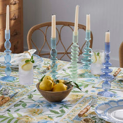 Hand-Blown Glass Taper Candlestick Candle Holders, Set of 5 - Blue