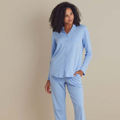 Pima Cotton Women's Button-Down Pajama Set - Periwinkle, XL