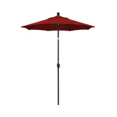 6' Round Outdoor Patio Umbrella, Aluminum with Push Button Tilt - Bronze Finish, Jockey Red