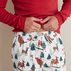 Family Flannel Men's Jogger Pants Pajama Set - Winter Skating Animals, XXXL