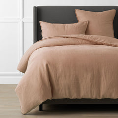 Premium Breathable Washed Linen Solid Duvet Cover - Light Clay, King/Cal King