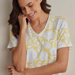 Printed Pima Cotton Women's Nightgown - Avignon, XS