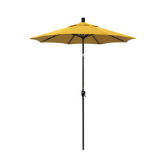 6' Round Outdoor Patio Umbrella, Aluminum with Push Button Tilt - Bronze Finish, Sunflower