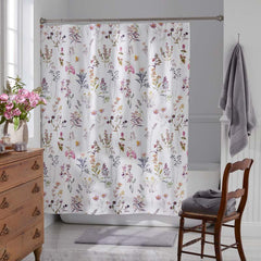 Blooming Garden Classic Smooth Sateen Shower Curtain - White Multi