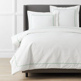 Scallop Embroidered Premium Cool Egyptian Percale Duvet Cover - Green, Full/Queen