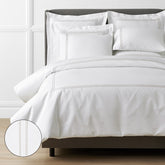 Dorset Stripe Luxe Smooth Egyptian Cotton Sateen Duvet Cover - Taupe, Oversized King/Cal King