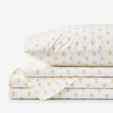 Mini-Prints Garment Washed Cotton Percale Bed Sheet Set - Flowers Yellow, Full