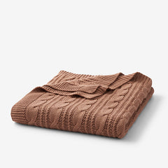 Chunky Cable Knit Throw - Caramel