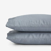 Premium Breathable Washed Linen Solid Pillowcase Set - Dusty Blue, Standard