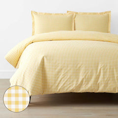 Gingham Classic Cool Organic Cotton Percale Duvet Cover Set - Yellow, Twin/Twin XL