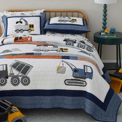 Construction Builders Quilt - Blue Multi, Twin/Twin XL