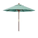 Round Outdoor Patio Umbrella, Wood with Manual Lift - Spectrum Mist, 9'