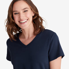 Pima Cotton Women's Cropped Pajama Set - Navy, XS