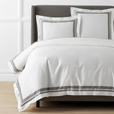 Double Border Premium Smooth Supima® Cotton Wrinkle-Free Sateen Duvet Cover - Silver, King/Cal. King