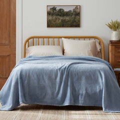 Cotton/Acrylic Fleece Blanket - Smoke Blue, Full/Queen