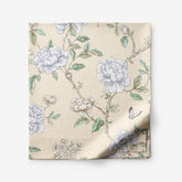 Peony Garden Premium Smooth Wrinkle-Free Sateen Flat Bed Sheet - Beige Tan, Queen