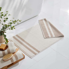 Mirage Aegean Cotton Reversible Stripe Bath Mat - Ecru, 20 in. x 36 in.