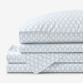 Feliciana Geo Garment Washed Cotton Percale Bed Sheet Set - Blue Multi, Queen