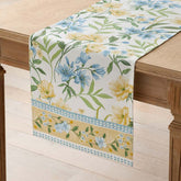 Garden Floral Cotton Table Runner - Gardenia Mist, 16 in. x 90 in.