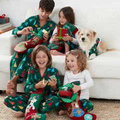 Family Flannel Kid's Button-Down Pajama Set - Peekaboo Santa, 6/7