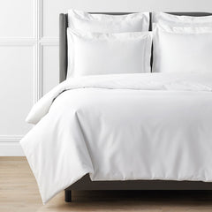 Premium Cool Supima® Cotton Percale Duvet Cover - White, Full/Queen