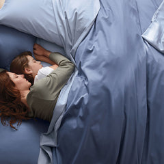 Premium Smooth Supima® Cotton Wrinkle-Free Sateen Duvet Cover - Blue Shadow, King/Cal. King