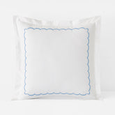 Embroidered Scallop Classic Cool Cotton Percale Sham - Blue, Euro