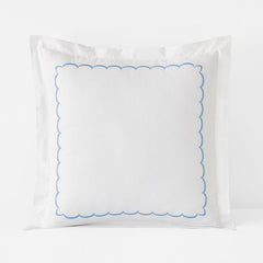 Embroidered Scallop Classic Cool Cotton Percale Sham - Blue, Euro